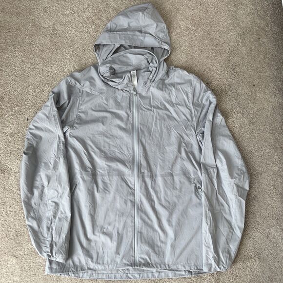 Lululemon Active Jacket Mens Medium Sea Salt Gray Lightweight Running Packable - Picture 2 of 9